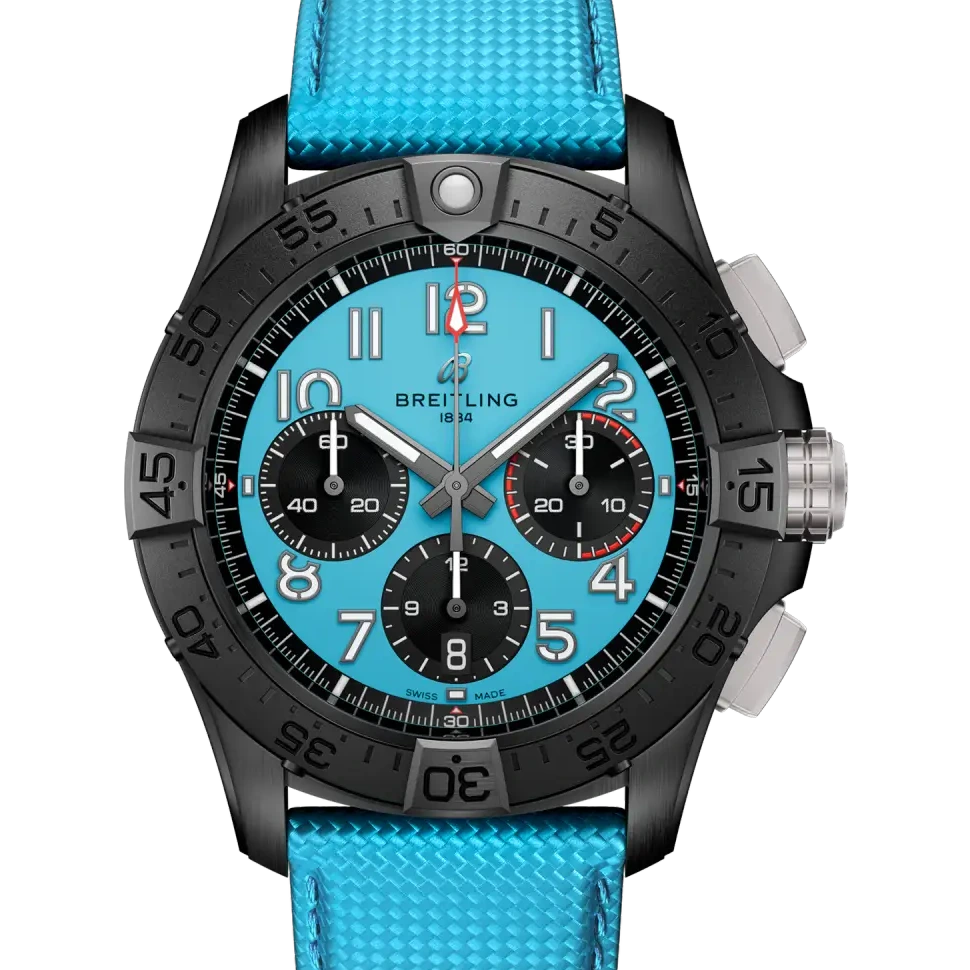 Breitling Avenger B01 Chronograph 42 Night Mission, 42 mm, ceramic, turquoise dial