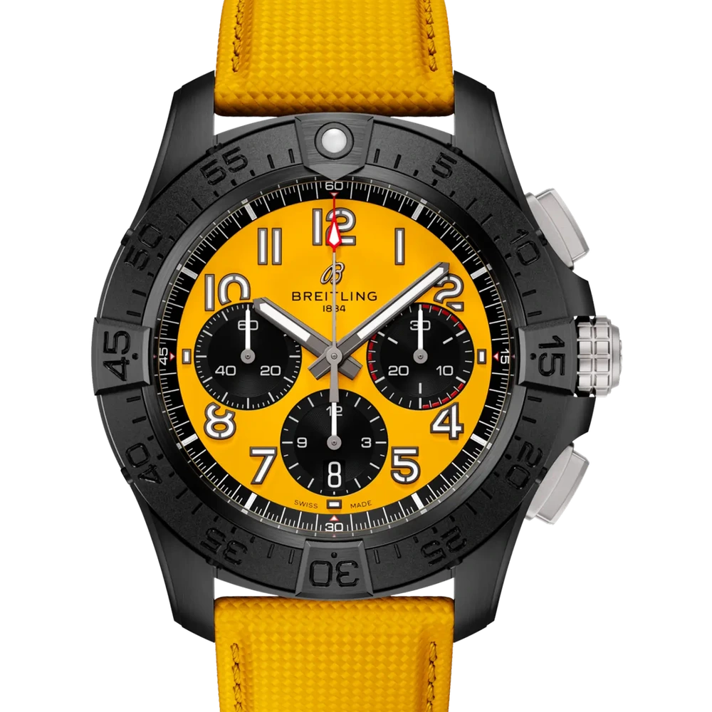 Breitling Avenger B01 Chronograph 44 Night Mission, 44 mm, ceramic, yellow dial