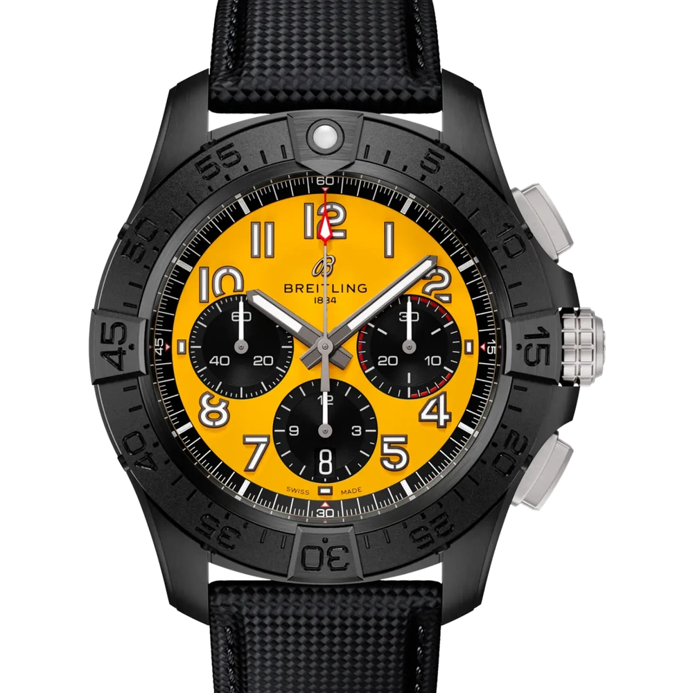 Breitling Avenger B01 Chronograph 44 Night Mission, 44 mm, ceramic, yellow dial