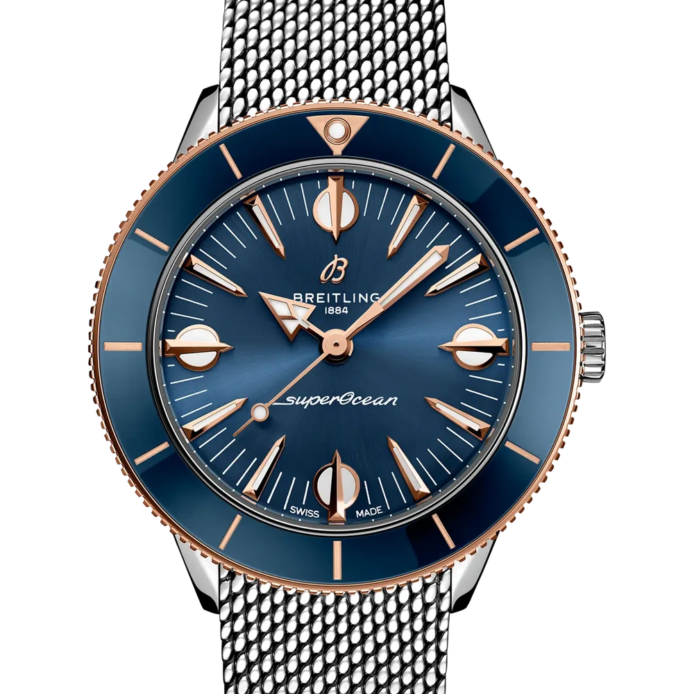 Breitling Superocean Heritage '57 Highlands, 38 mm, stainless steel & 18k red gold, blue dial