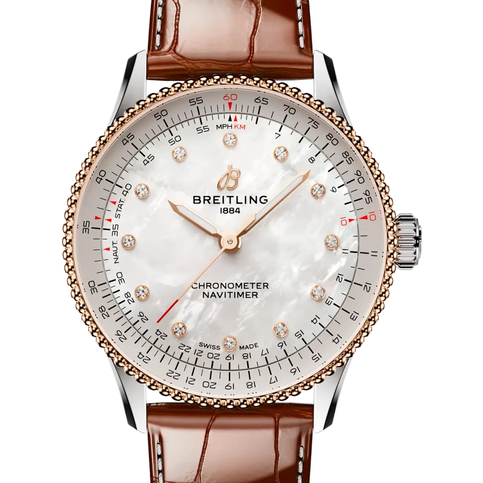 Breitling Navitimer Automatic 36, 36 mm, stainless steel & 18k red gold, mother-of-pearl dial