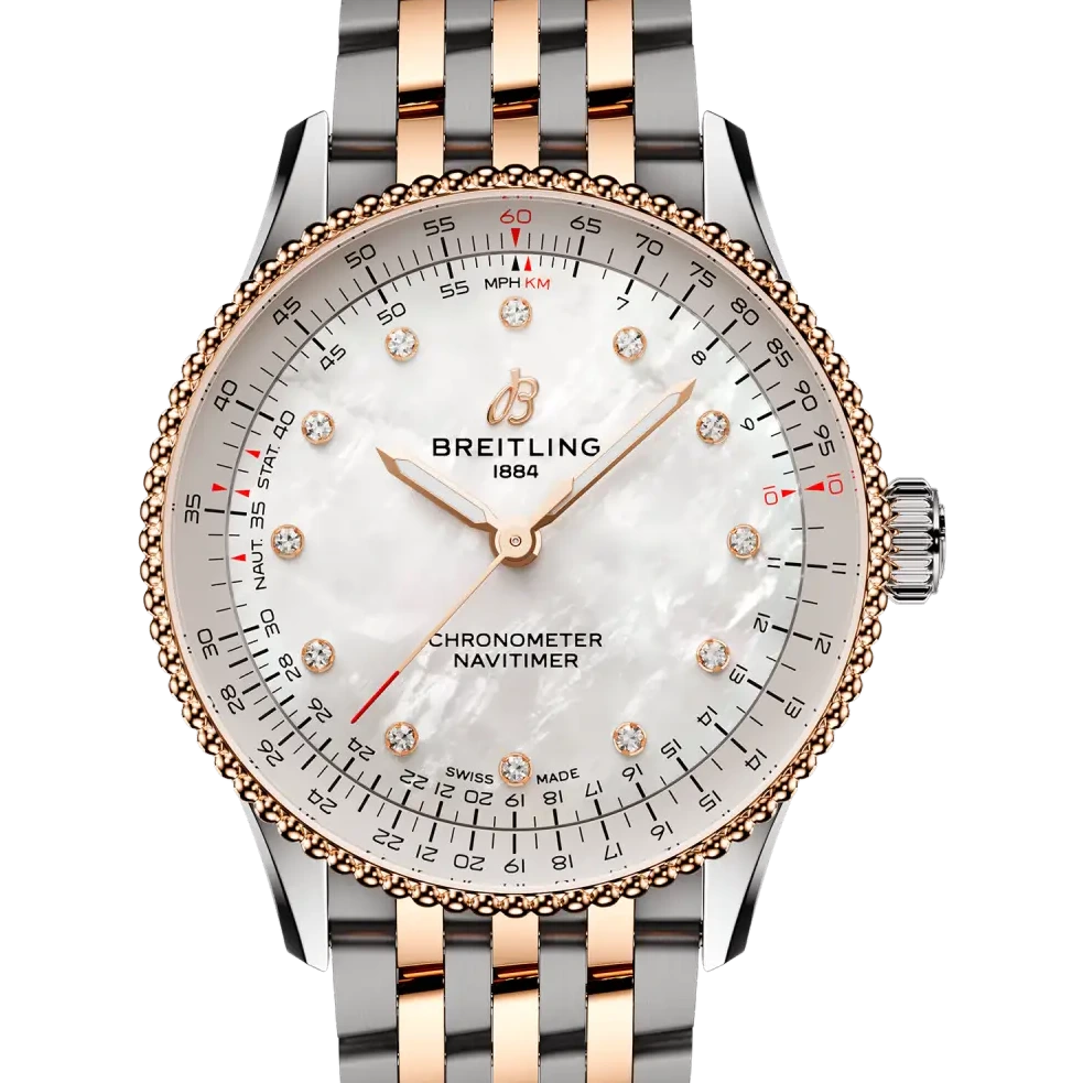 Breitling Navitimer Automatic 36, 36 mm, stainless steel & 18k red gold, mother-of-pearl dial