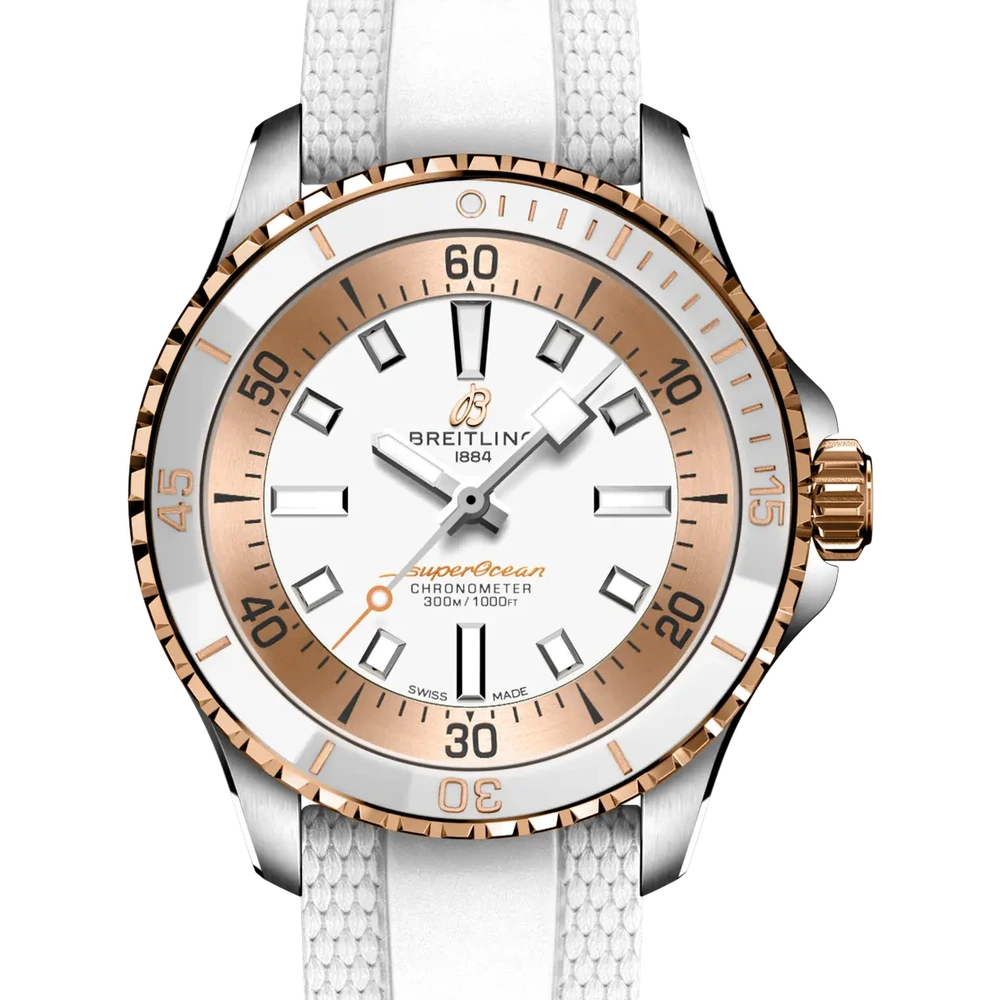 Breitling Superocean Automatic 36, 36 mm, stainless steel & 18k red gold, white dial