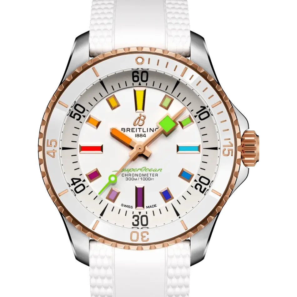 Breitling Superocean Automatic 36, 36 mm, stainless steel & 18k red gold, white dial