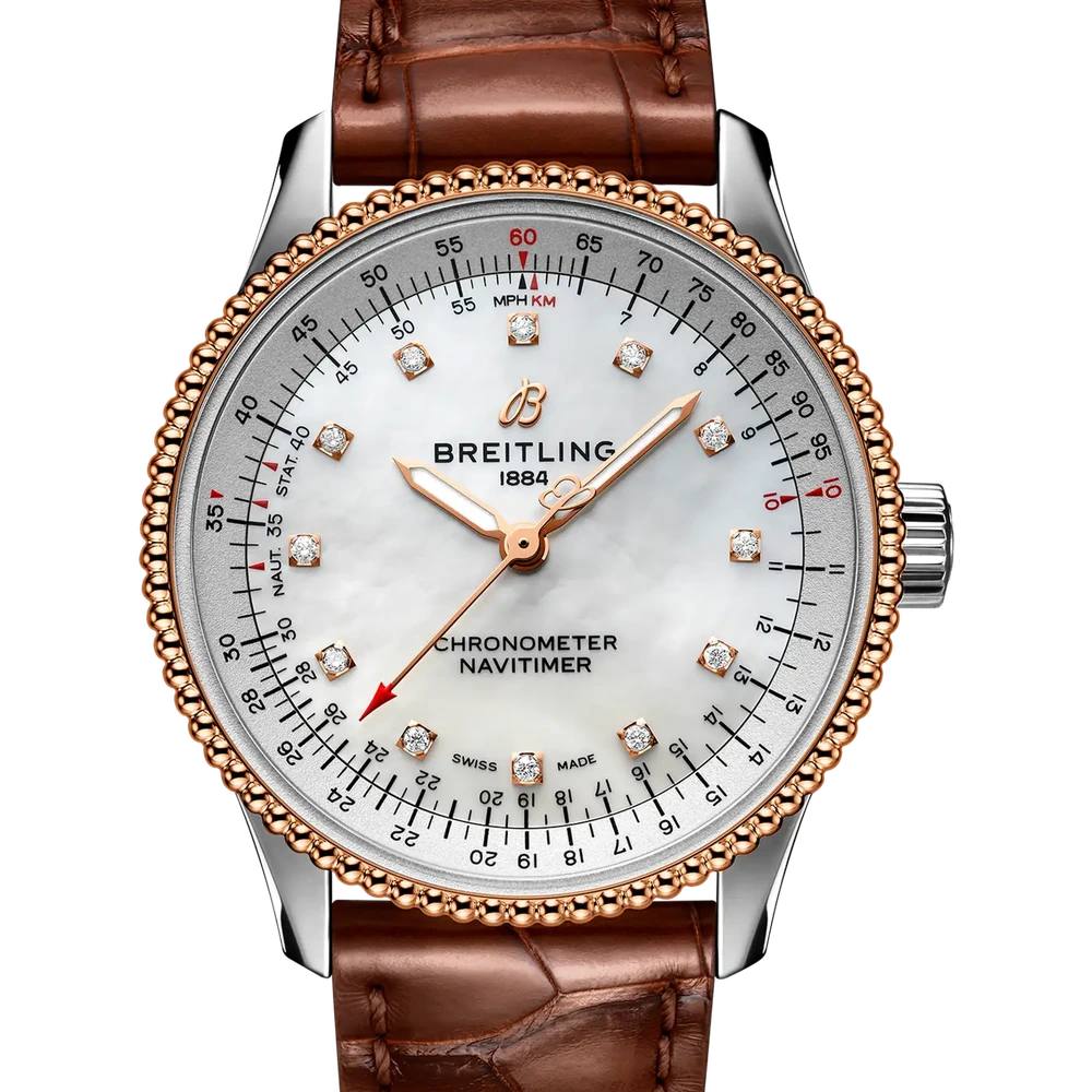Breitling Navitimer Automatic 35, 35 mm, stainless steel & 18k red gold, mother-of-pearl dial