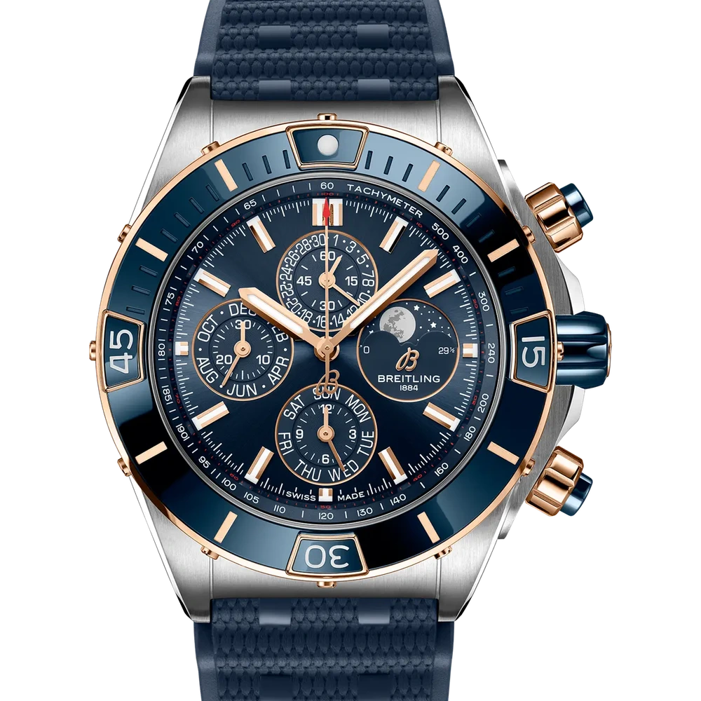 Breitling Super Chronomat 44 Four-Year Calendar, 44 mm, stainless steel & 18k red gold, blue dial