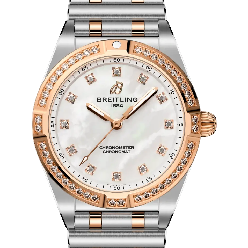 Breitling Chronomat 28, 28 mm, stainless steel & 18k red gold, mother-of-pearl dial