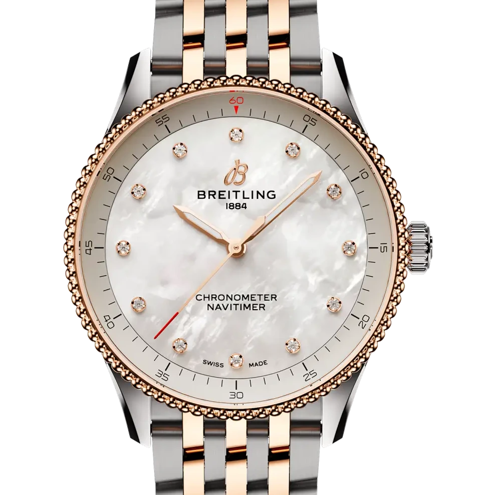 Breitling Navitimer 32, 32 mm, stainless steel & 18k red gold, mother-of-pearl dial
