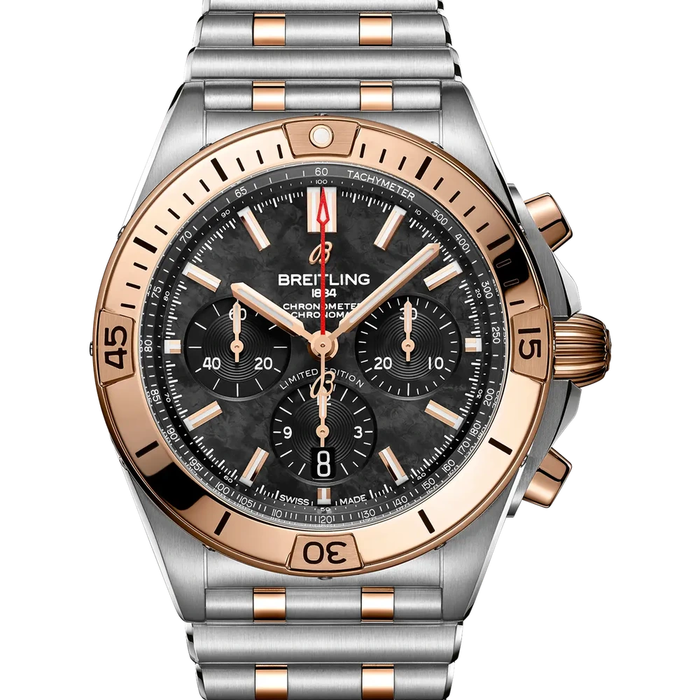 Breitling Chronomat B01 42, 42 mm, stainless steel & 18k red gold, black mother-of-pearl dial