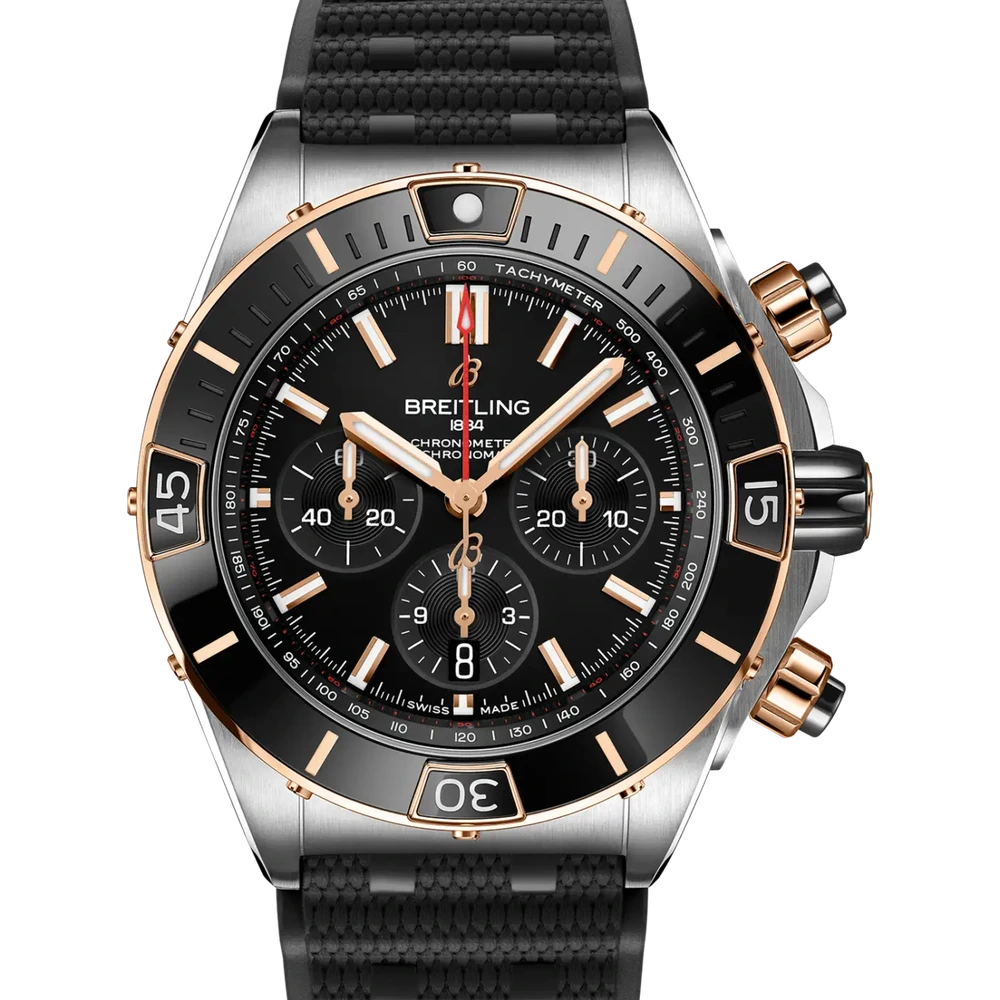 Breitling Super Chronomat B01 44, 44 mm, stainless steel & 18k red gold, black dial