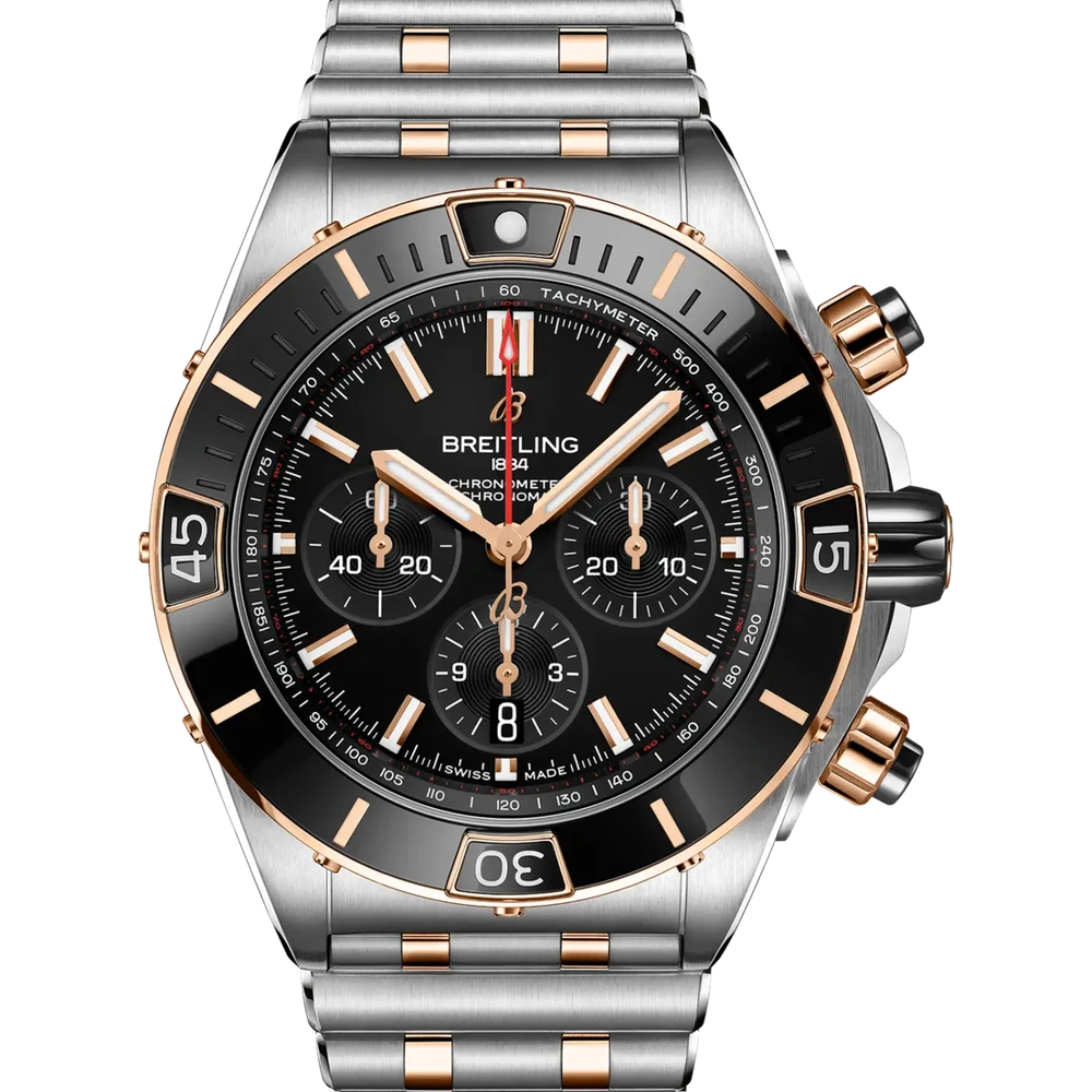 Breitling Super Chronomat B01 44, 44 mm, stainless steel & 18k red gold, black dial
