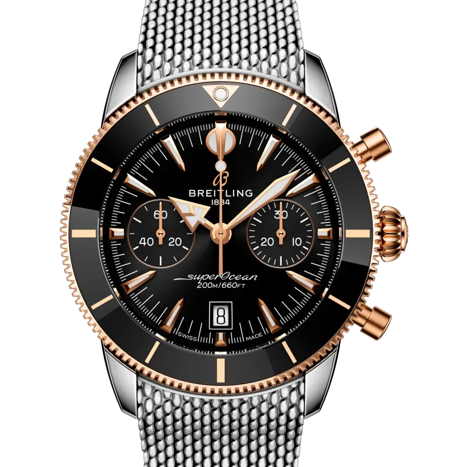 Breitling Superocean Heritage B01 Chronograph 42, 42 mm, stainless steel & 18k red gold, black dial