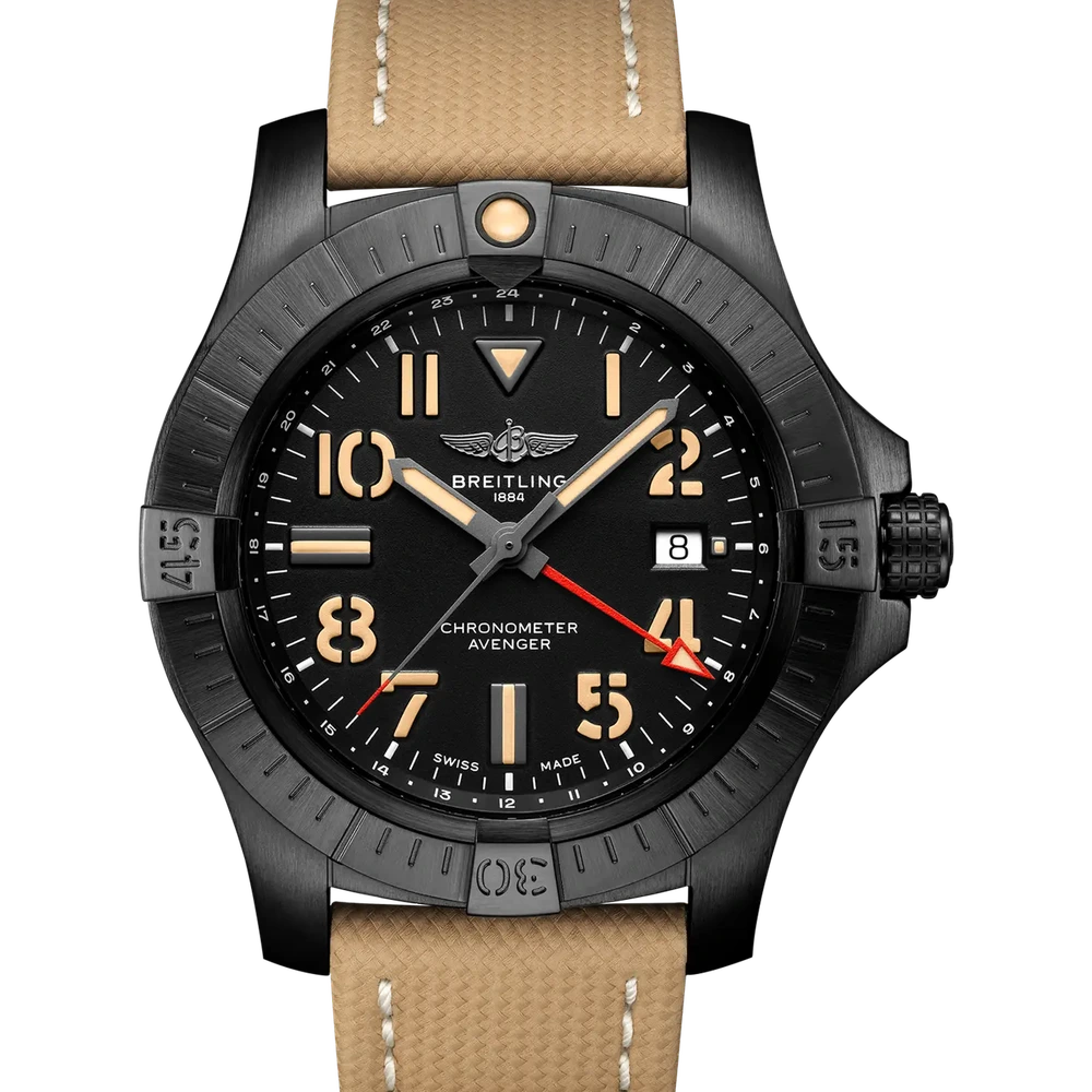 Breitling Avenger Automatic GMT 45 Night Mission, 45 mm, dLC-coated titanium, black dial