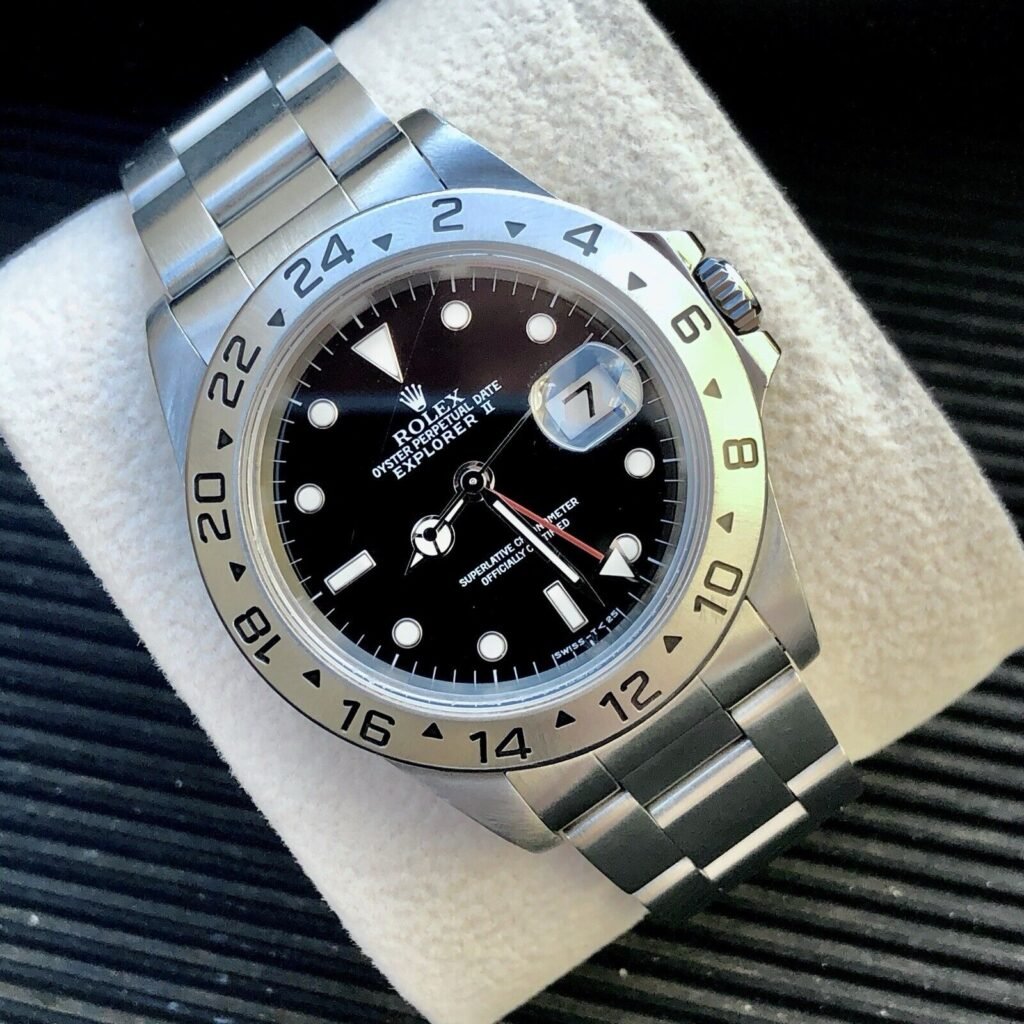 Rolex Explorer II 16570 Black Dial Steel Oyster Bracelet with Steel Bezel