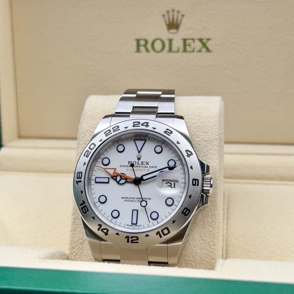 Rolex Explorer II 216570 Polar White Dial Steel Oyster Bracelet Orange Hand GMT - Image 2