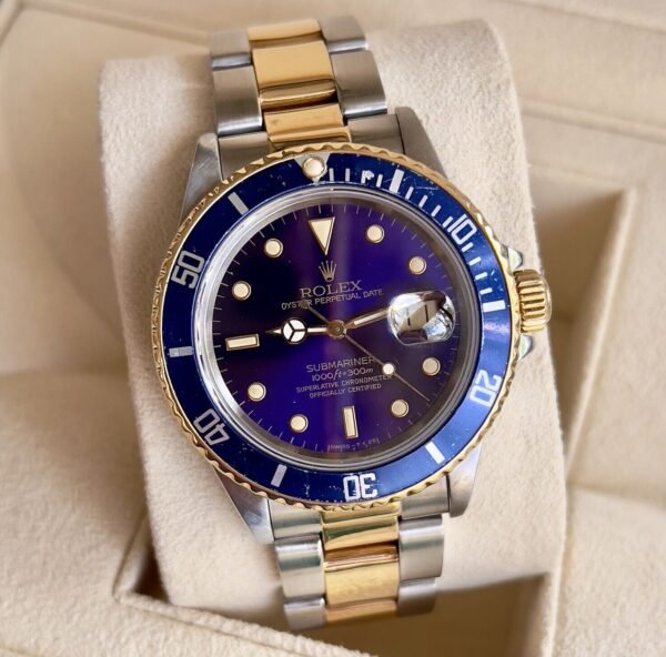 1986 Rolex Submariner Date 16803 Purple Patina Tropical Dial 40mm Bluesy HEL