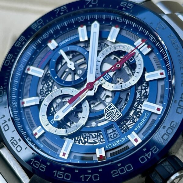 2021 TAG Heuer Carrera 43mm Blue Ceramic Skeleton CAR201T.BA0766 Box+Papers - Image 4