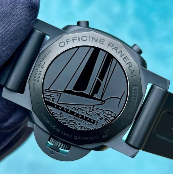 Panerai Luminor Luna Rossa 44mm Black Ceramic Flyback B+P PAM01037 - Image 8