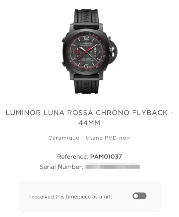 Panerai Luminor Luna Rossa 44mm Black Ceramic Flyback B+P PAM01037 - Image 9