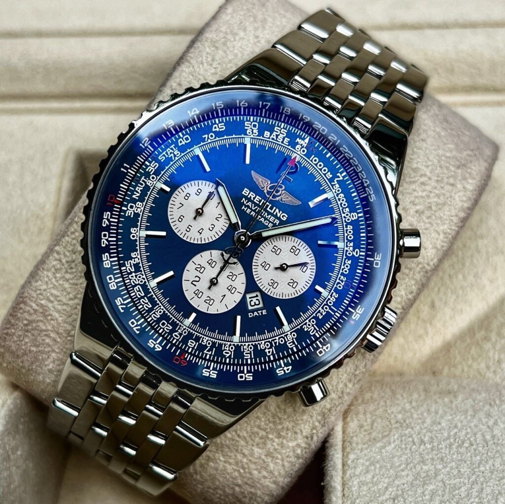 Breitling Navitimer Heritage 43mm Blue Dial Steel Pilot Bracelet A35350 B+P