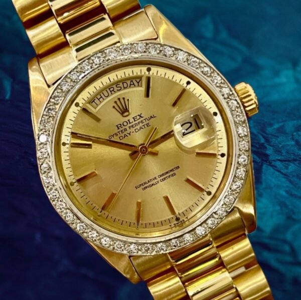 1974 Rolex President DayDate 1803 Yellow Gold Champagne Dial Diamonds w/ B+P