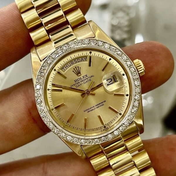 1974 Rolex President DayDate 1803 Yellow Gold Champagne Dial Diamonds w/ B+P - Image 7